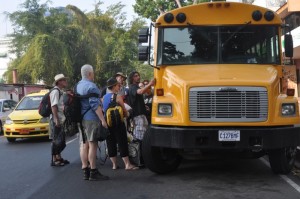 Bessy, a converted school bus making a trip from Panama City to Alaska