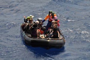 Passengers leaving Ortelius at Ascension