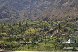 Fertile valley with terraced fields