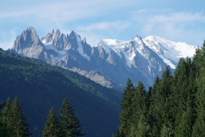 Morning view of Mont Blanc from campsite