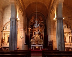 The stone is below the altar, Church of Santiago